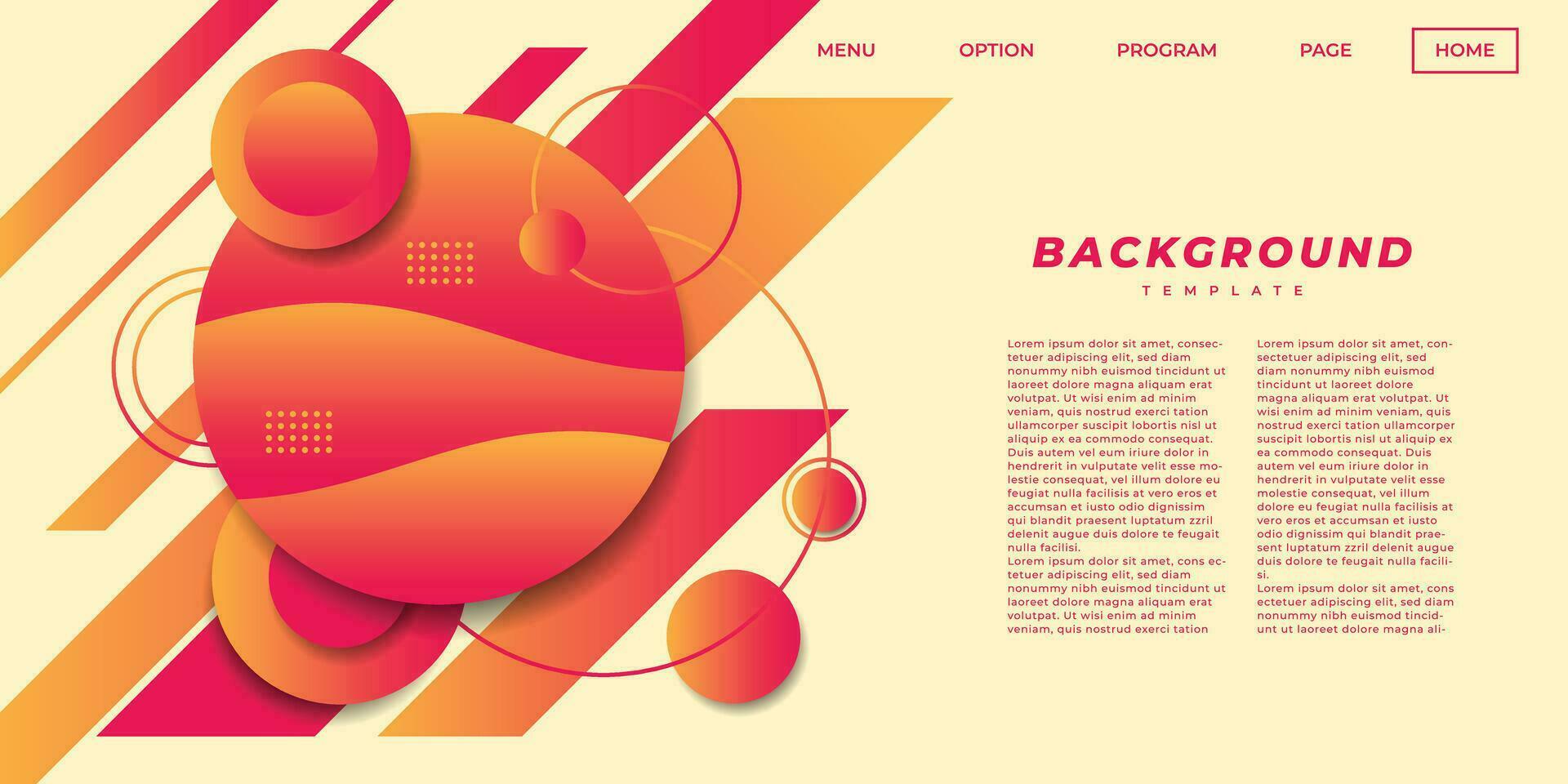 Abstract geometric background template copy space. circle and polygon shapes backdrop design for landing page, poster, banner, magazine, wallpaper, or brochure. vector