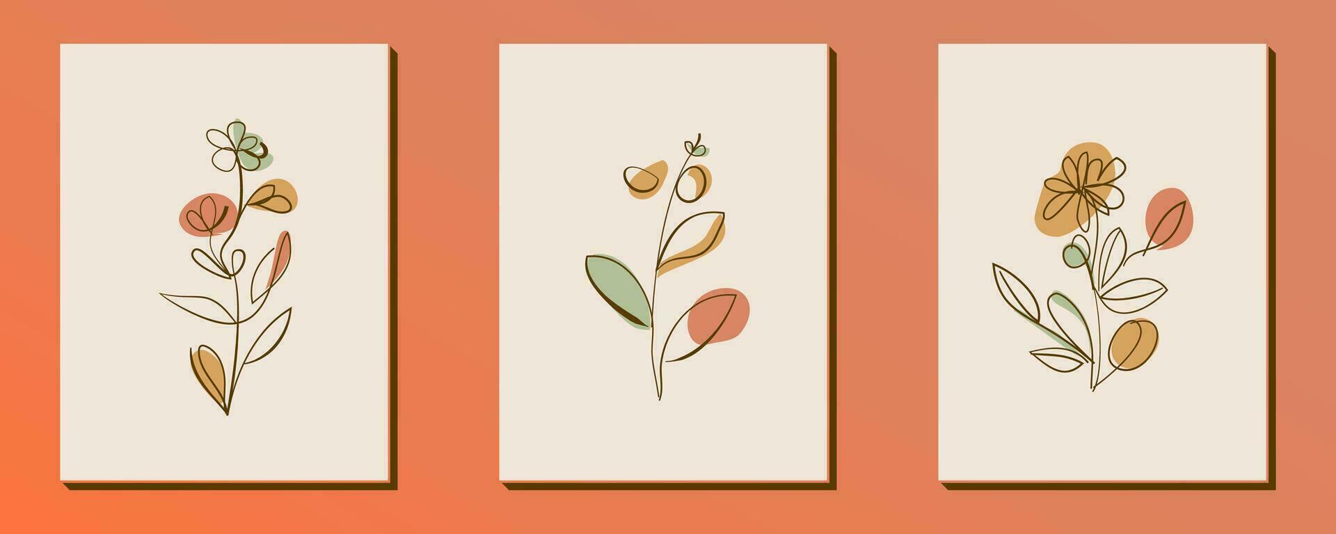 conjunto de mano dibujado retro flor forma y garabatear diseño elemento. línea Arte hojas, flores y plantas. resumen Clásico contemporáneo vector ilustración. Perfecto para póster, social medios de comunicación publicaciones, pegatina.