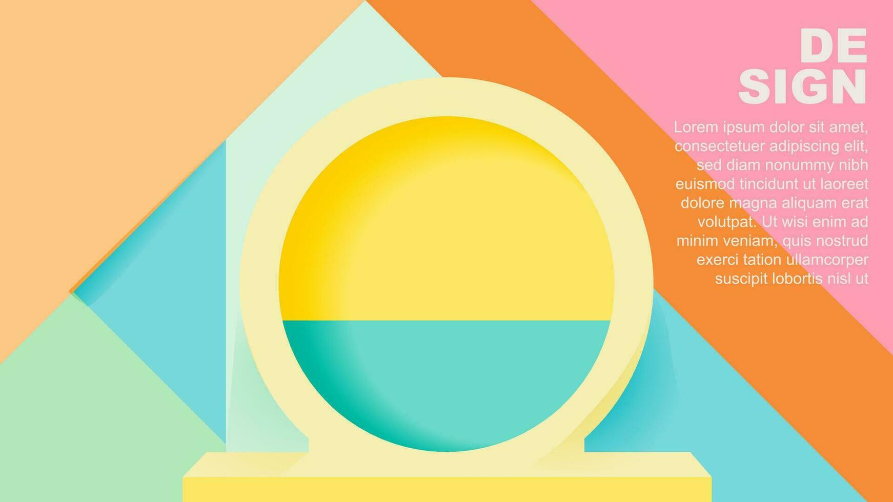 Colorful Summer banner product display cylindrical shape podium geometric poster design empty space. vector