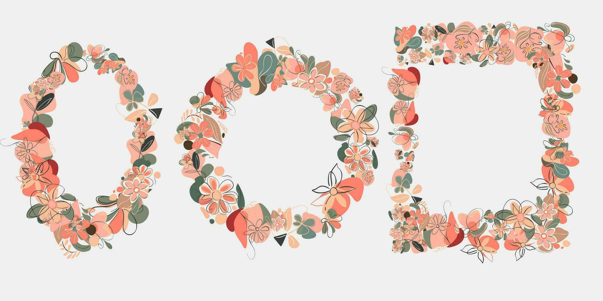 Floral Frames and Elements Graphics, Borders, and Backgrounds for Print and Design Vector Patterns, Flower and Leaf Illustrations, Templates.