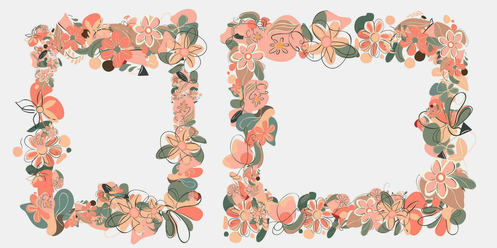 Floral Frames and Elements Graphics, Borders, and Backgrounds for Print and Design Vector Patterns, Flower and Leaf Illustrations, Templates.