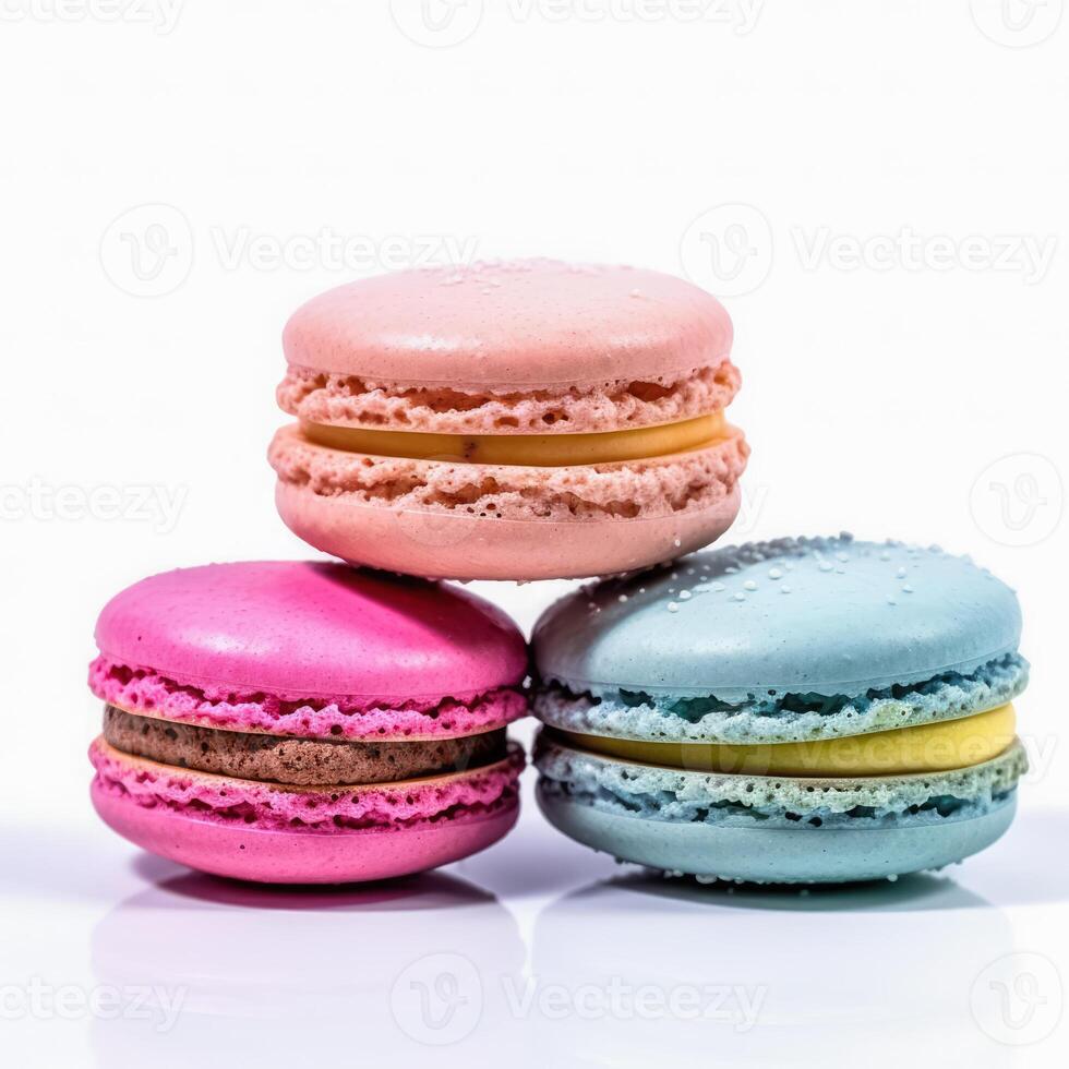 Delicious macarons isolated on white background, photo