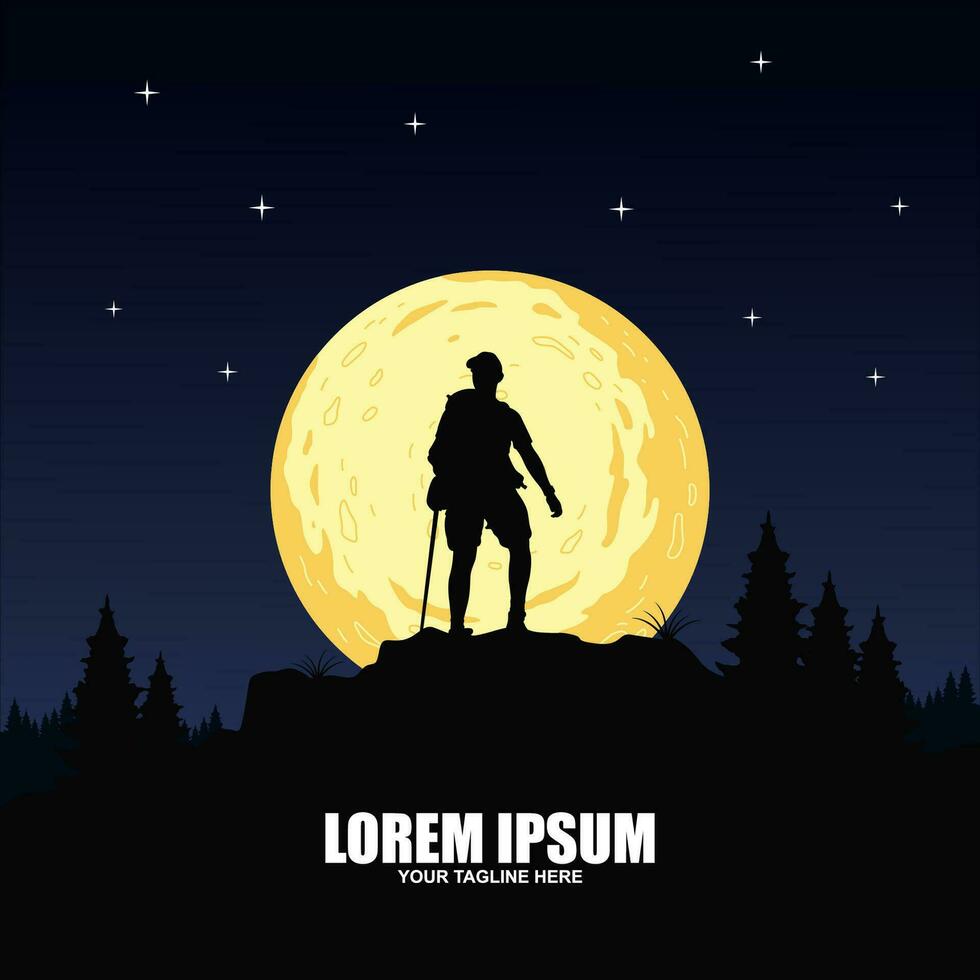 Mountain logo, camping and hiking emblem design, adventure life vector