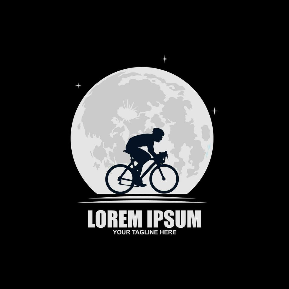 mountain bike logo with moon vector