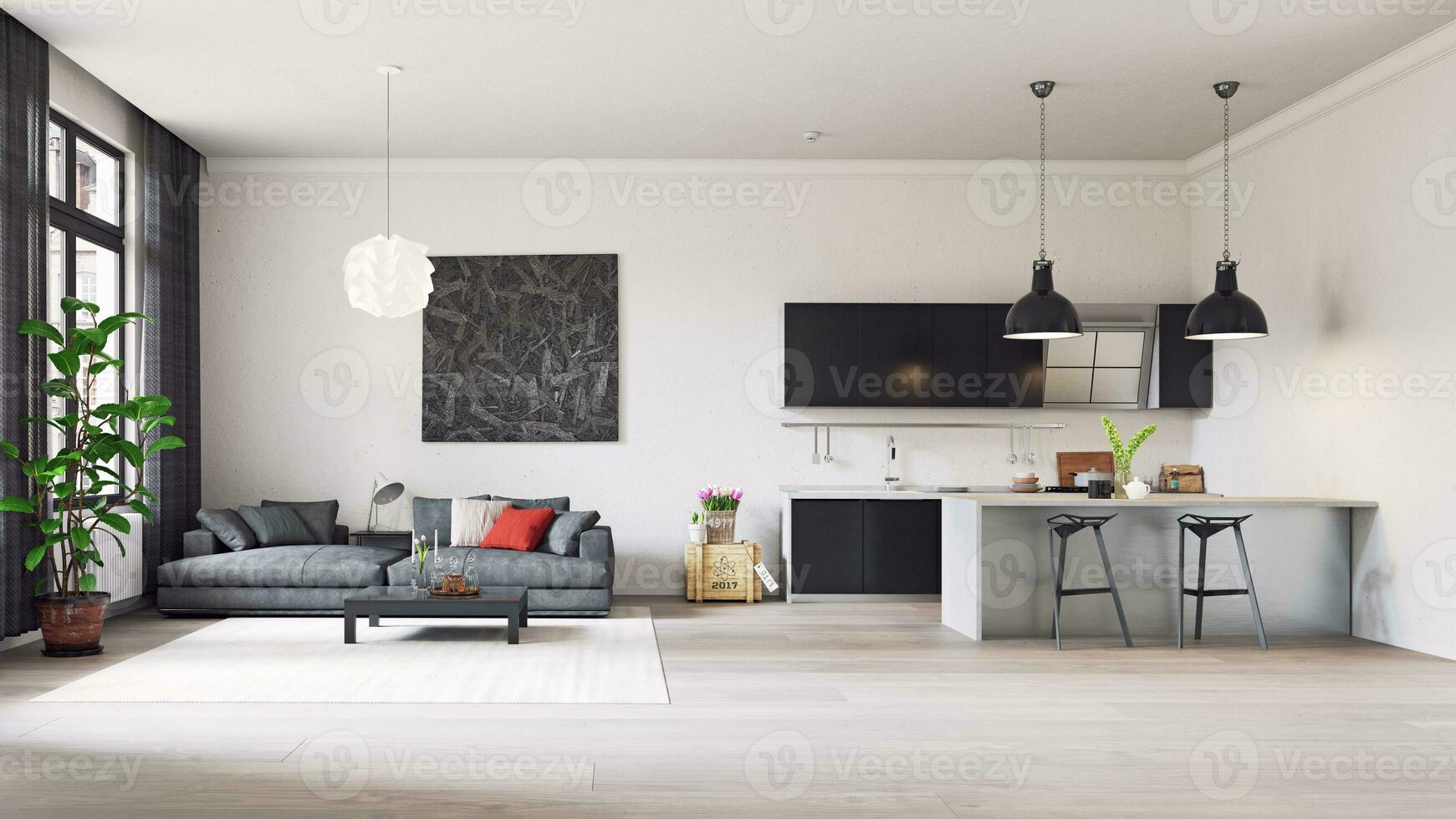 modern studio interior. 3d rendering photo