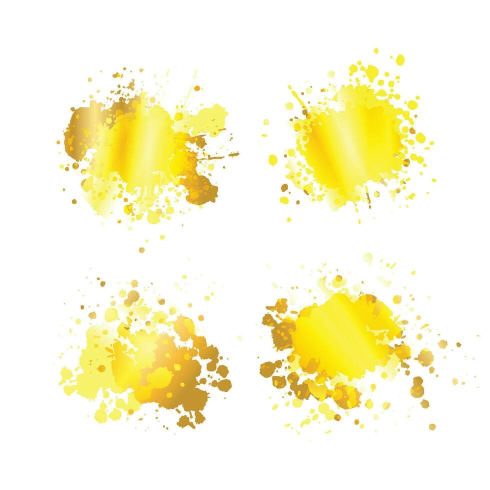 set of gold brush effect paint shapes vector