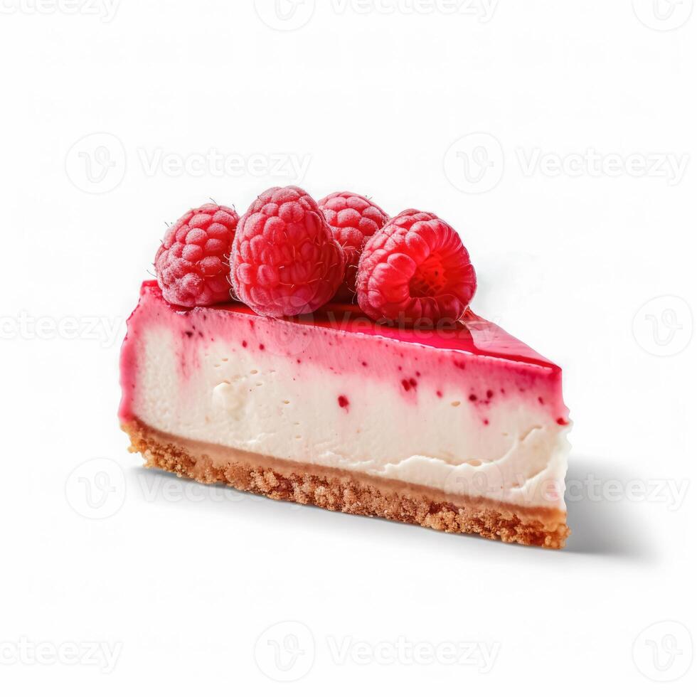 Delicious Raspberry Cheesecake isolated on white background, photo