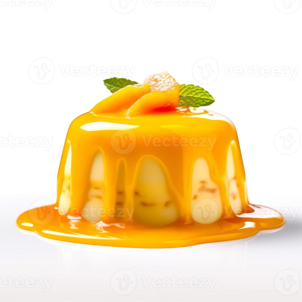 Delicious Mango Pudding isolated on white background, photo