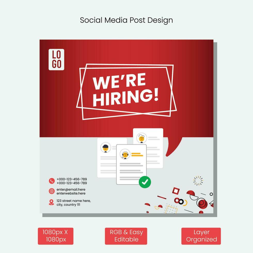 We are hiring job vacancy facebook or instagram or social media post web banner design template vector