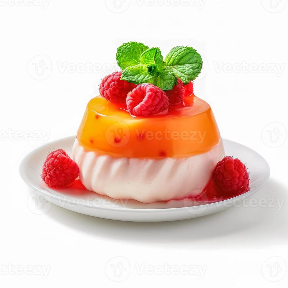 Delicious Peach Melba isolated on white background, photo