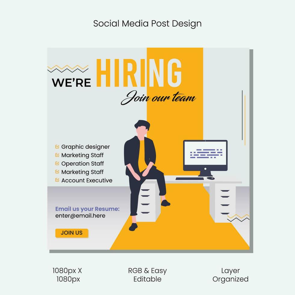 We are hiring job vacancy facebook or instagram or social media post web banner design template vector