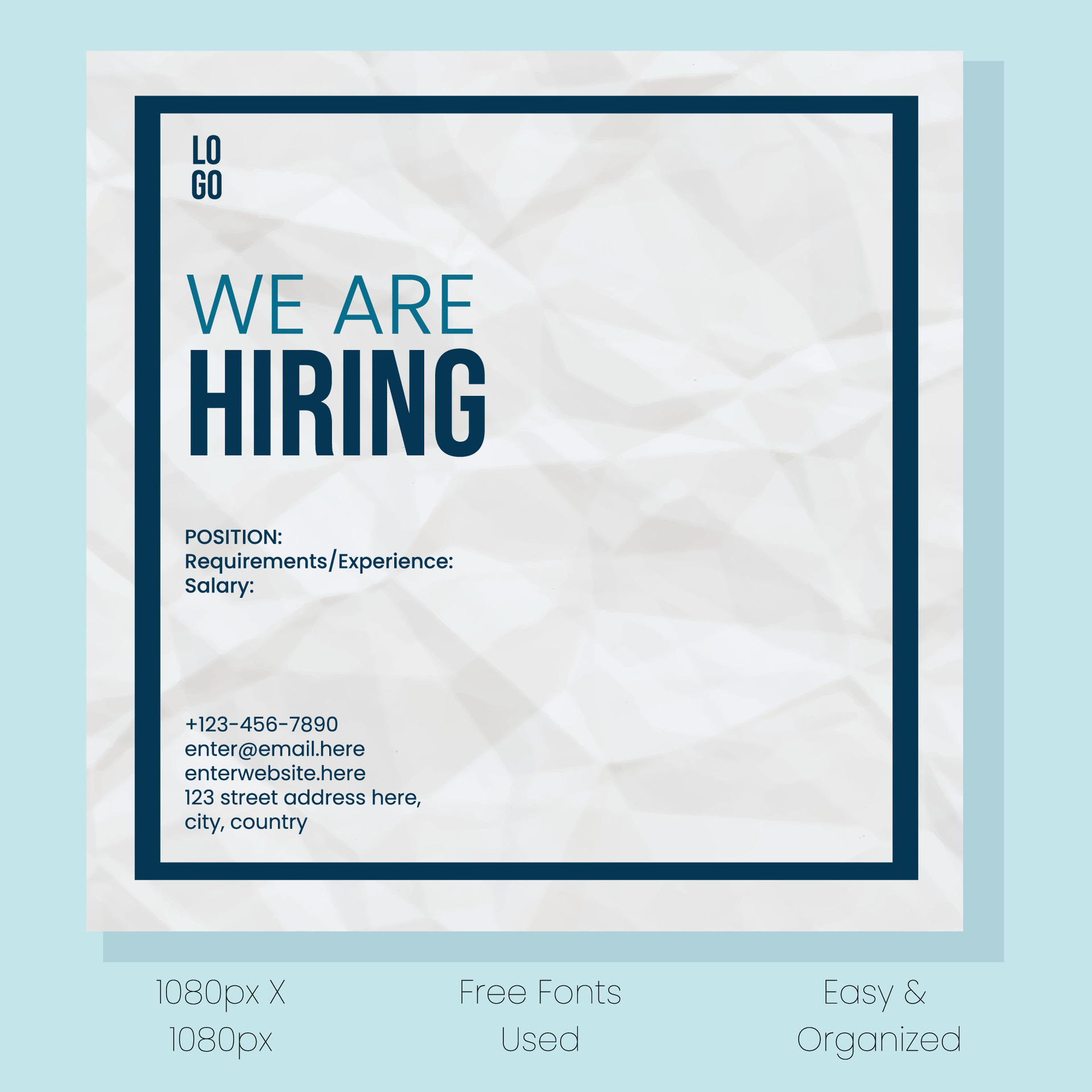 We are hiring job position social media post. Flat vector Design for