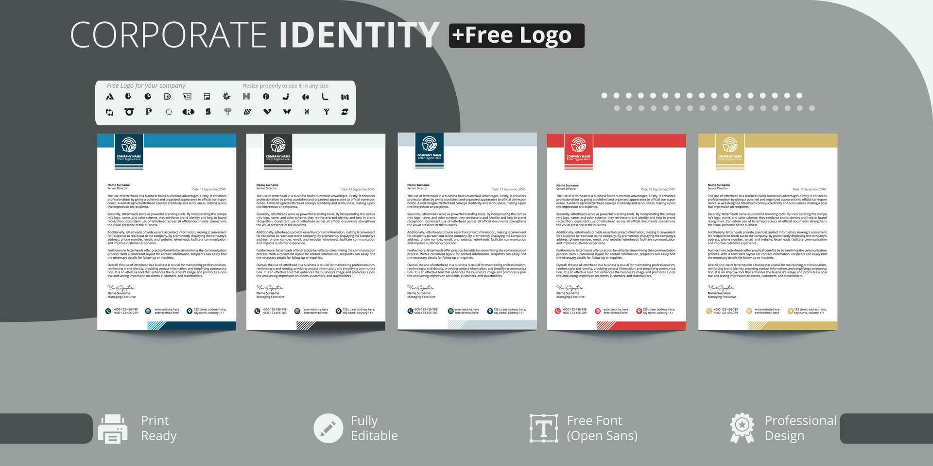 Free Professional Letterhead with Logo design for business 25862241