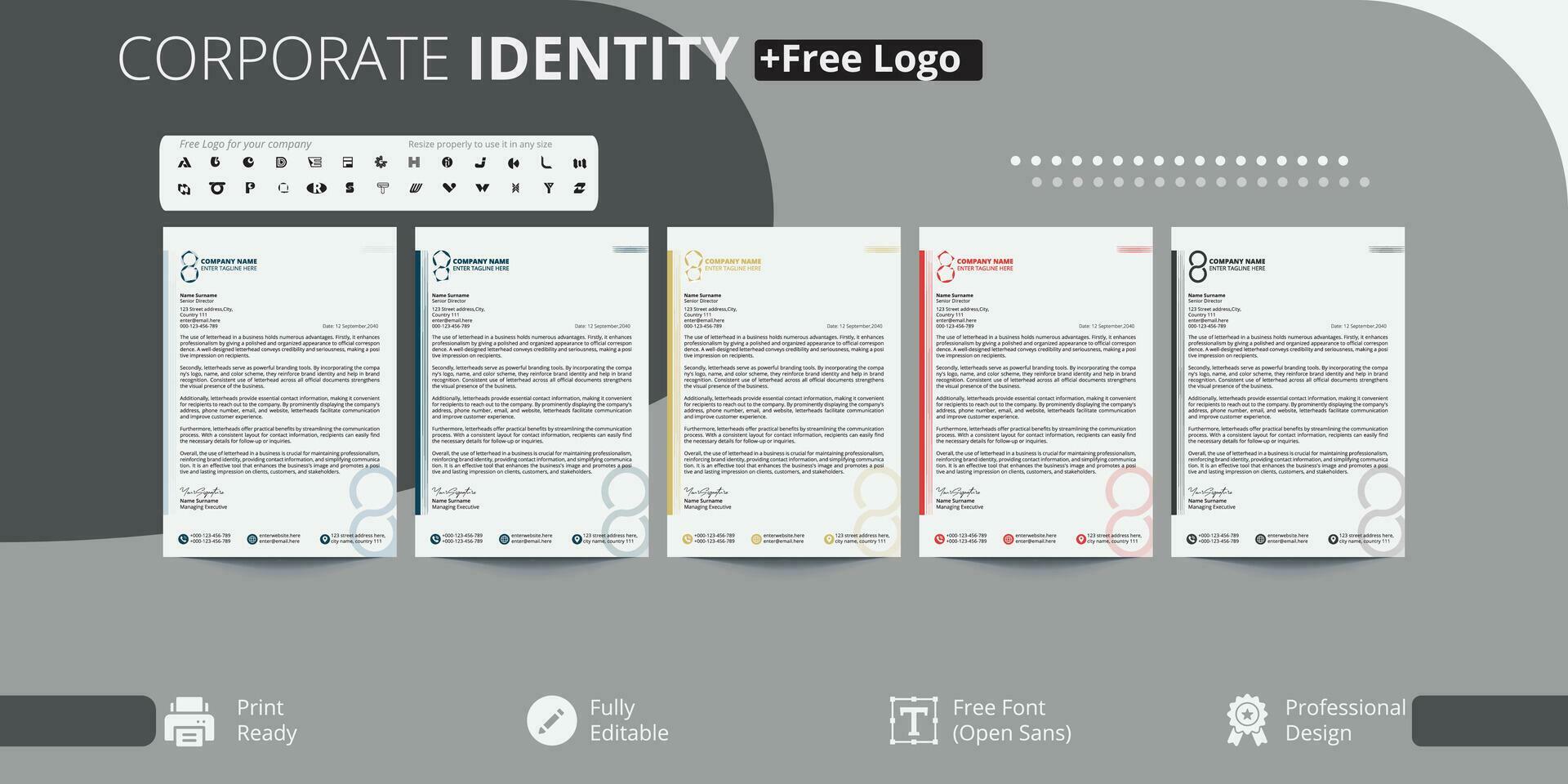 Free Professional Letterhead with Logo design for business 25862294