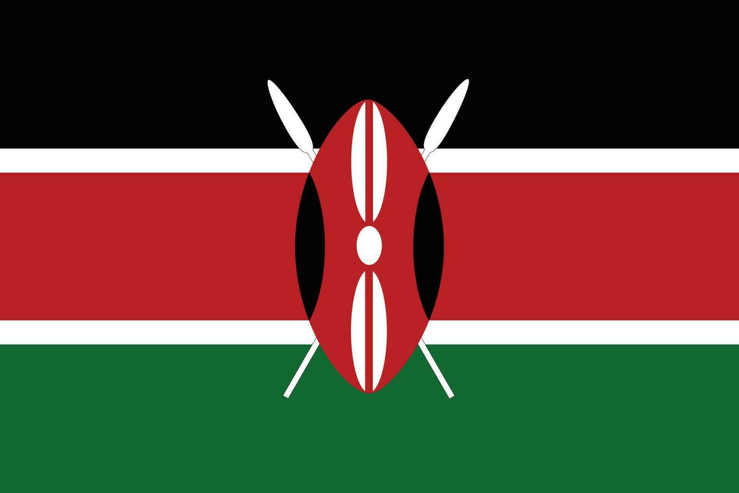 Kenya flag shape. Flag of Kenya shape vector