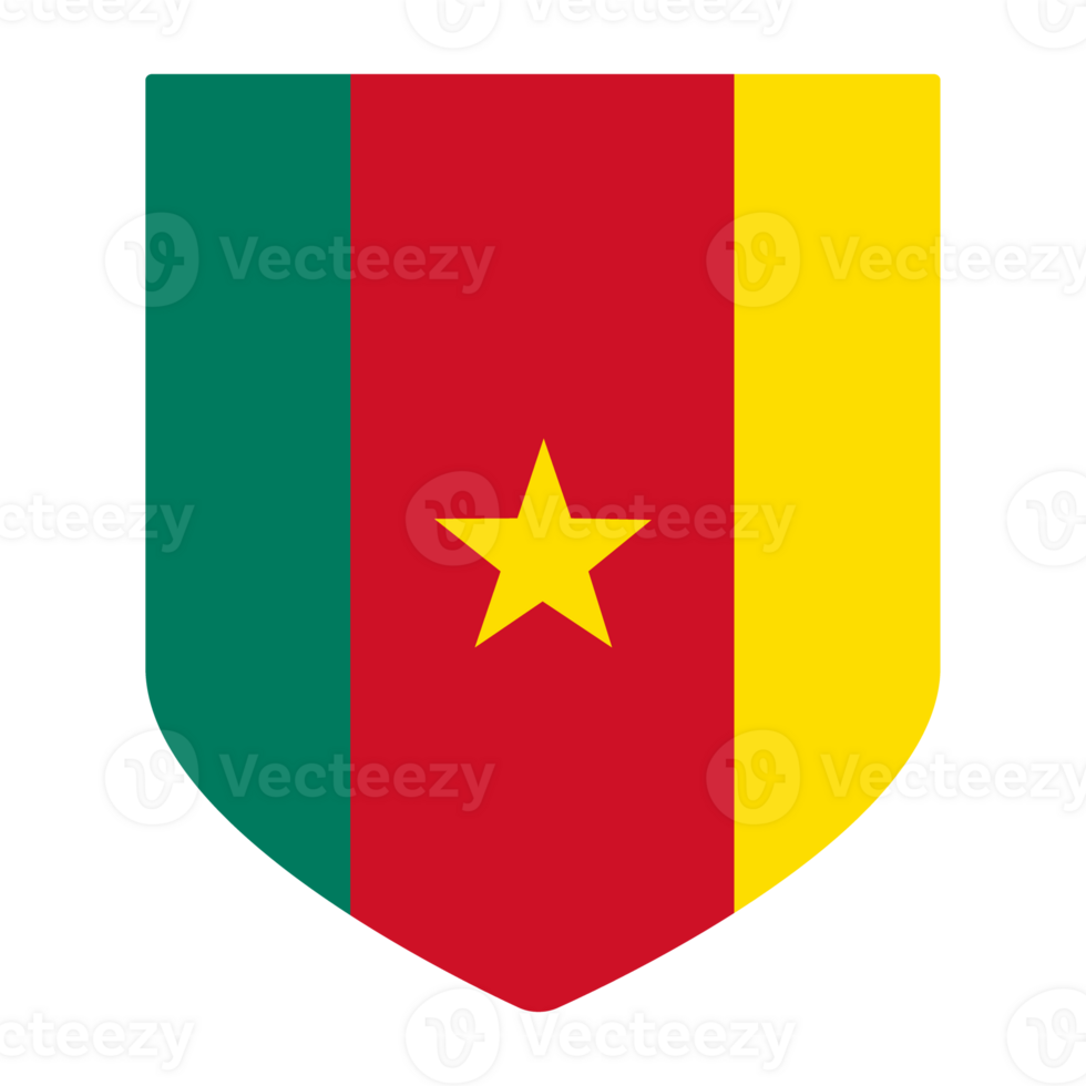 Flag of Cameroon in design shape. Cameroon flag in design shape. png