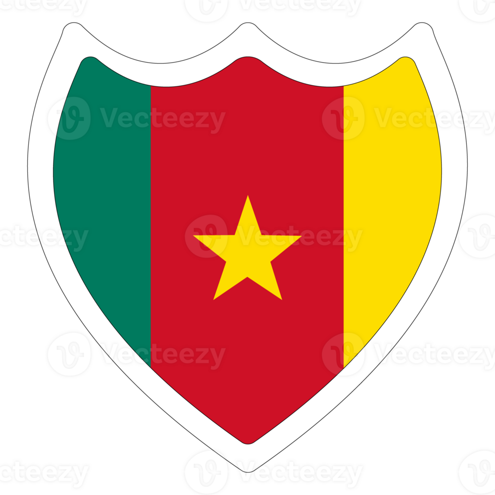 Flag of Cameroon in design shape. Cameroon flag in design shape. png