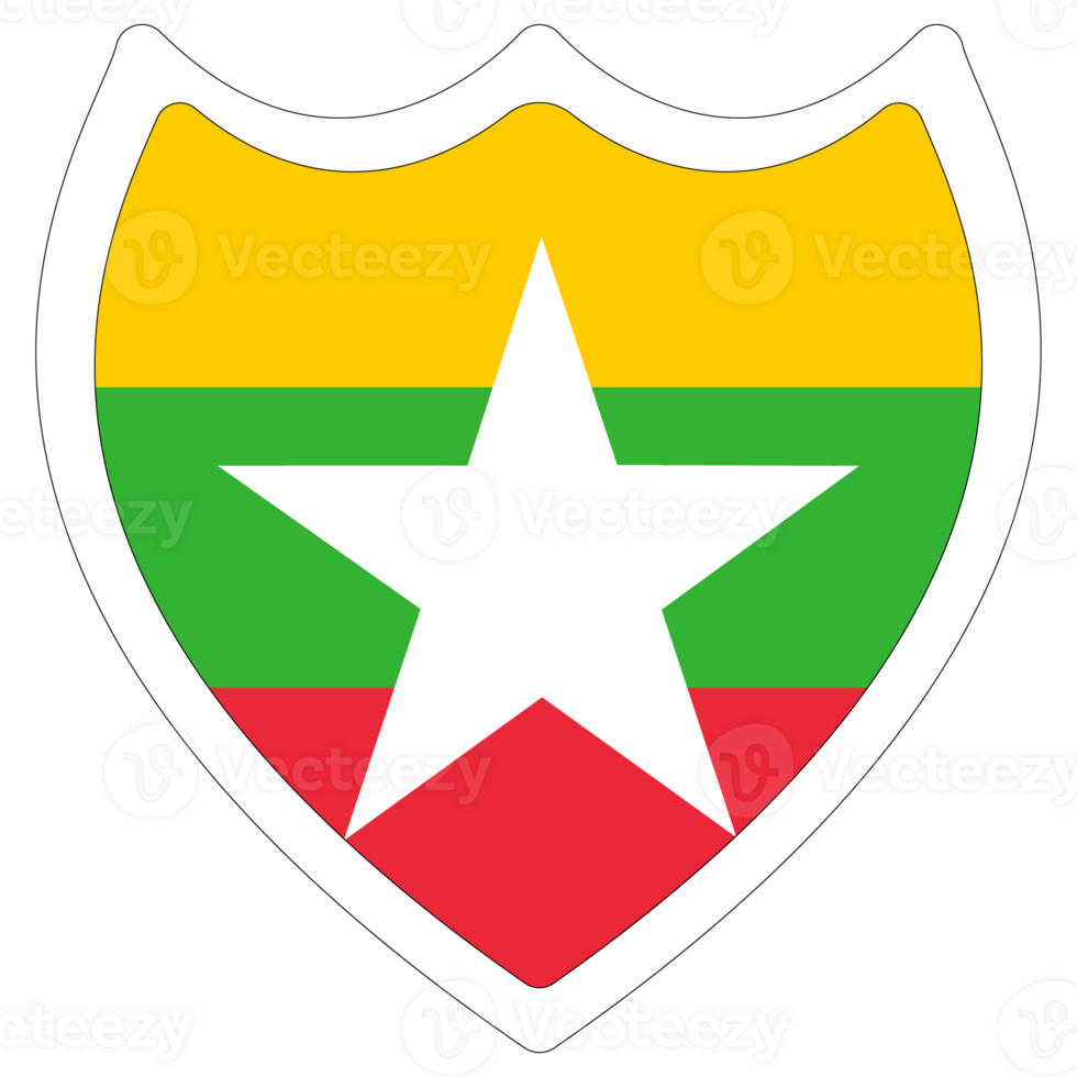 Myanmar Flag in design shape. Flag of Myanmar in design shape png
