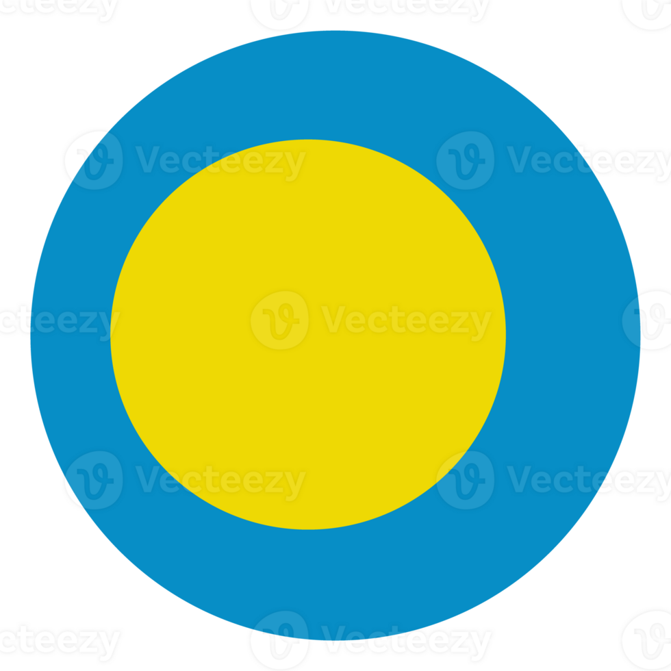Palau flag in circle. Flag of Palau in round circle. png