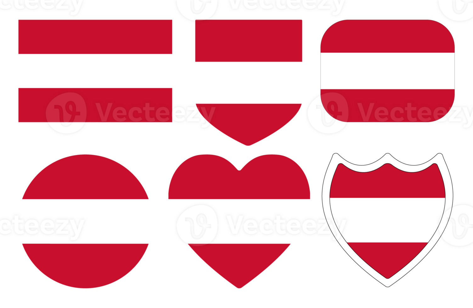 Austrian flag in shape design set. Flag of Austria in shape design set. png