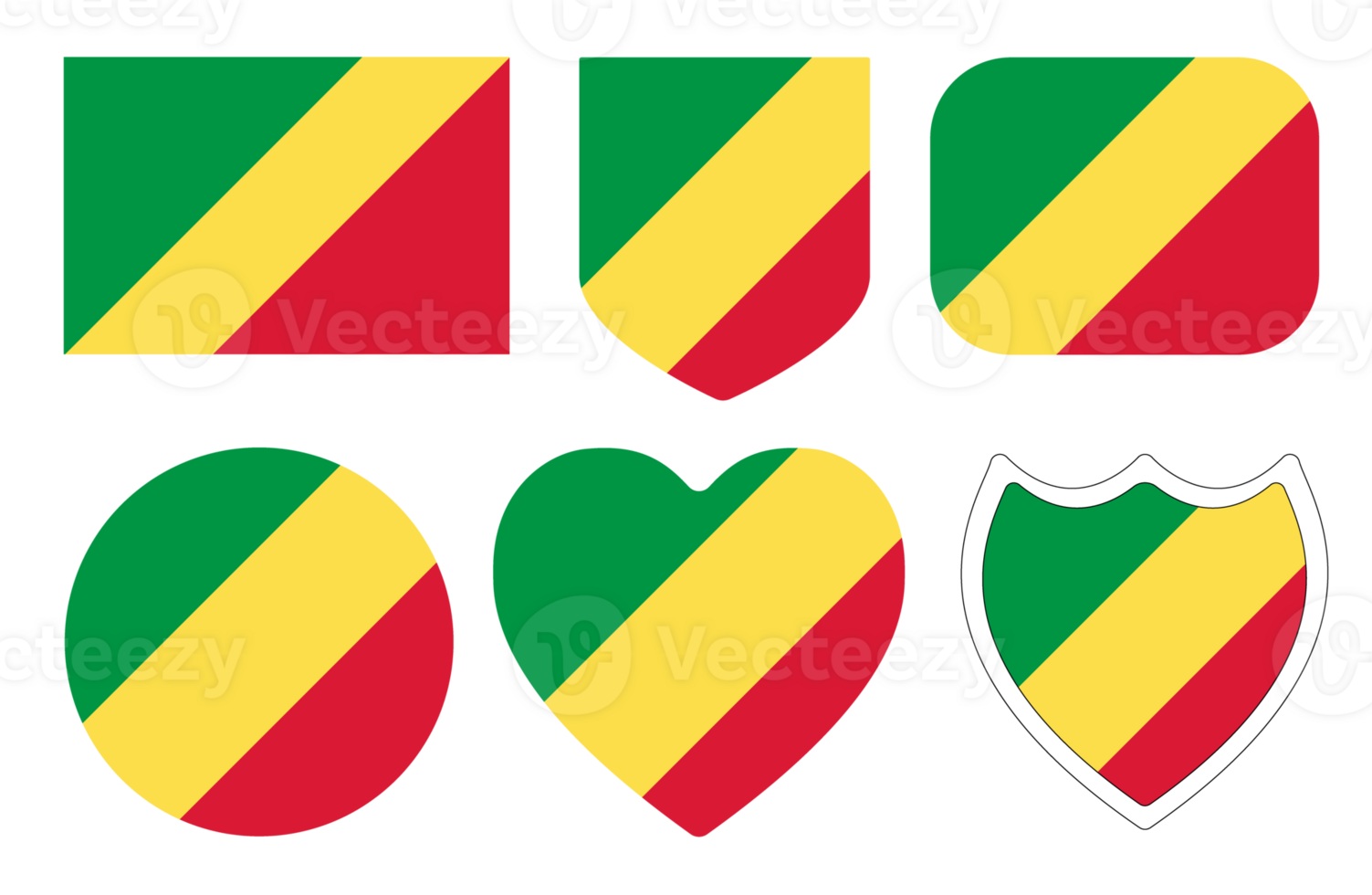 Congo flag in design shape set. Flag of Congo in design shape set png