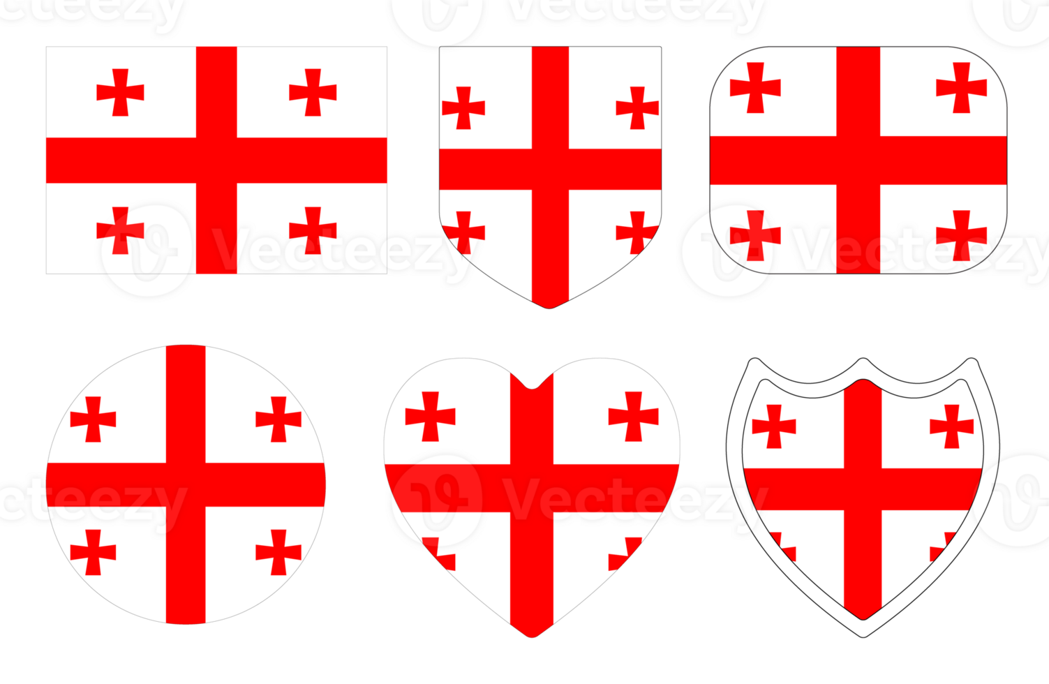 Flag of Georgia in design shape set. Georgia flag in design shape set png