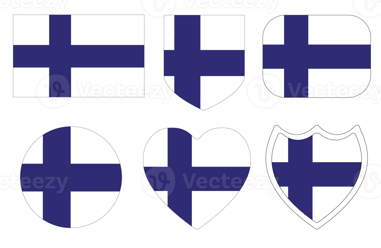 Finland flag set. Flag of Finland in design shape set png