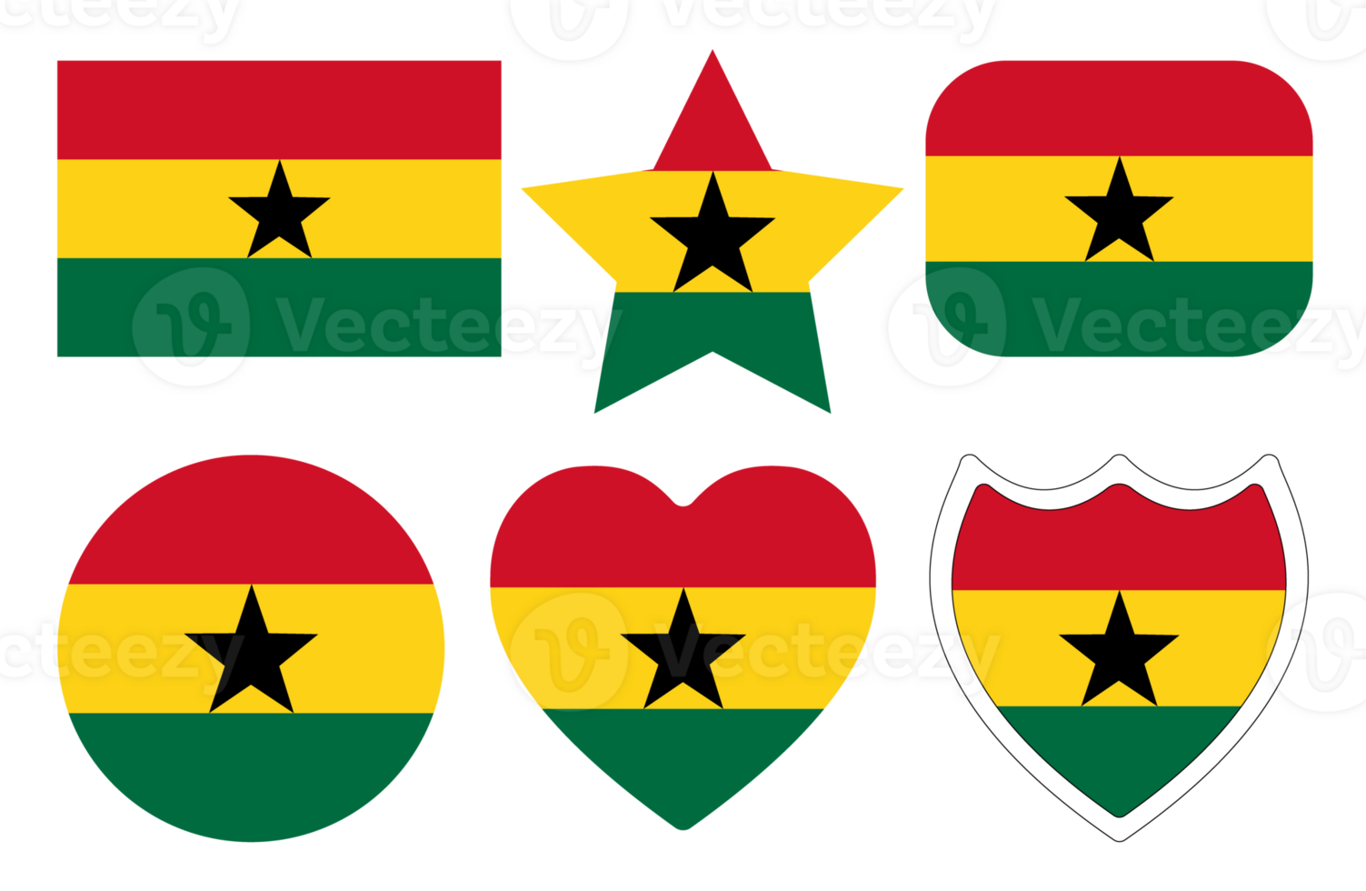 ghana flagga i design form uppsättning. flagga av ghana i design form uppsättning png