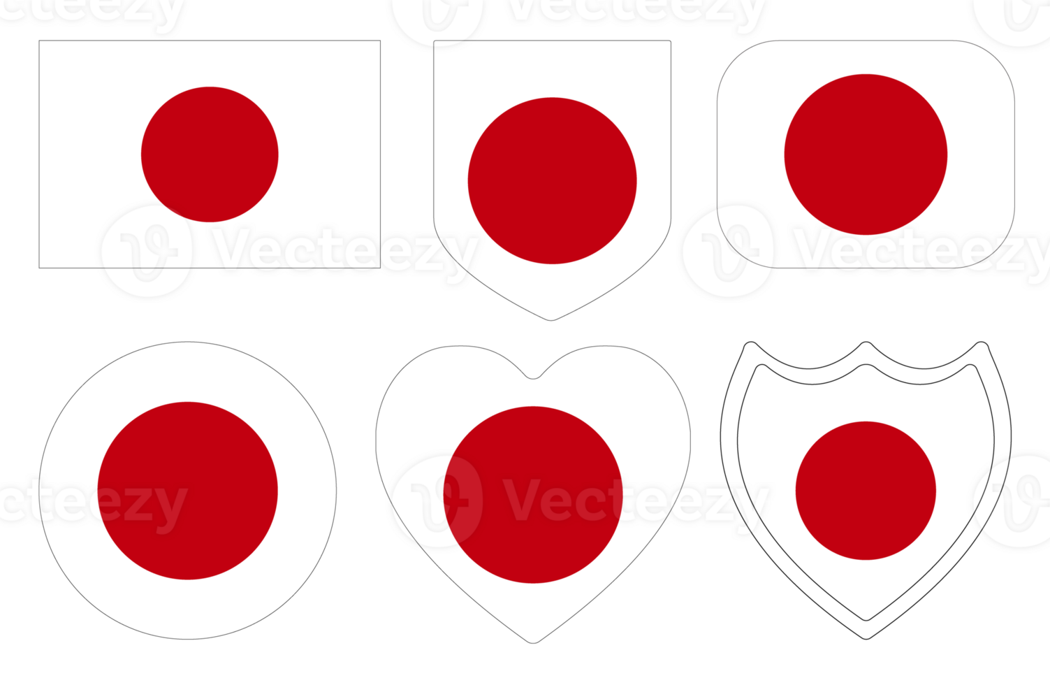 Japanese flag in design shape set. Flag of Japan in design shape set png