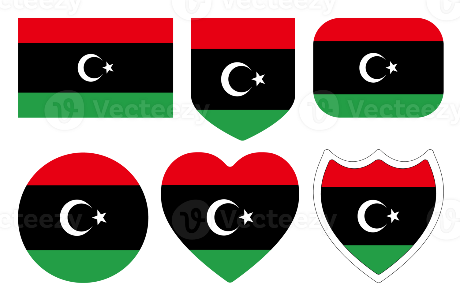 Flag of Libya in design shape set.. Libya flag with design shape set png
