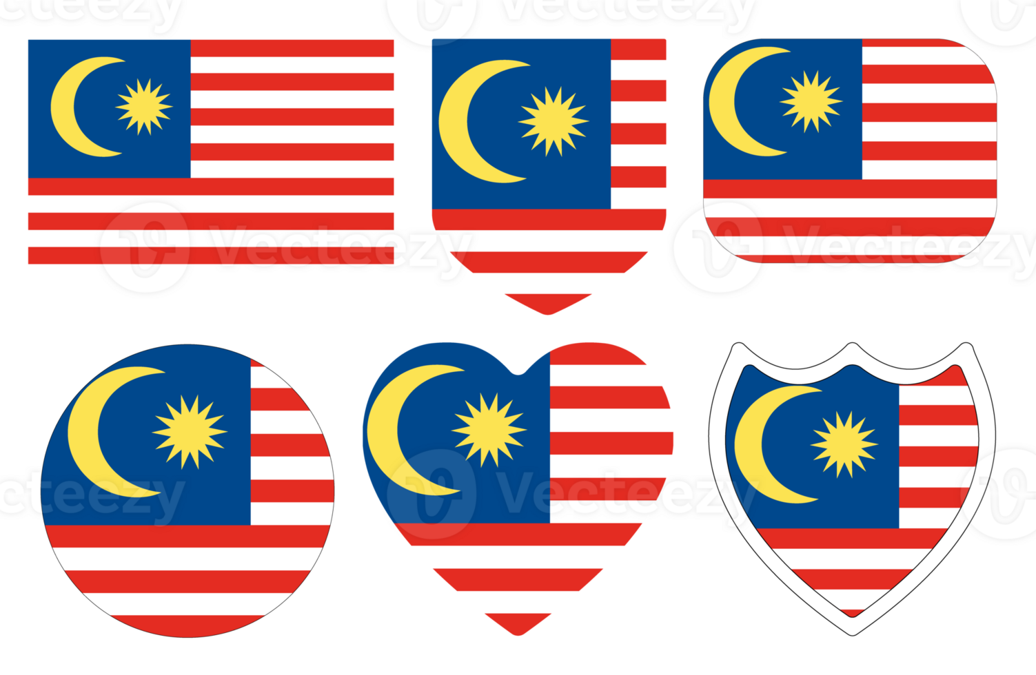 Malaysian flag in design shape set. Flag of Malaysia in design shape set png