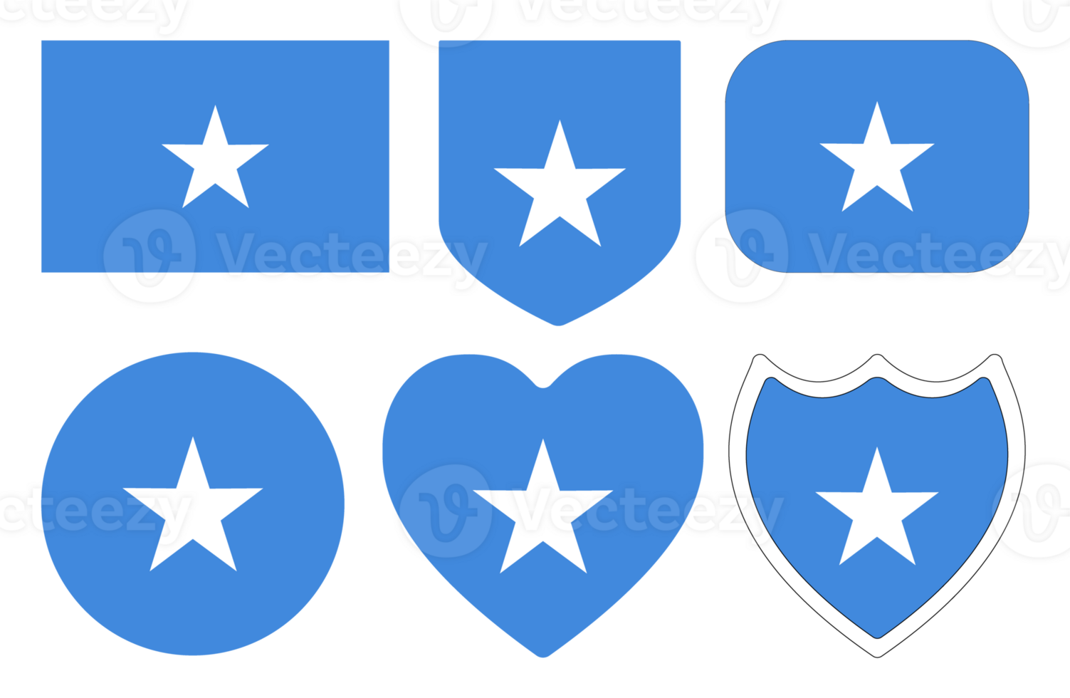 Flag of Somalia in design shape set. Somalian flag in design shape set png
