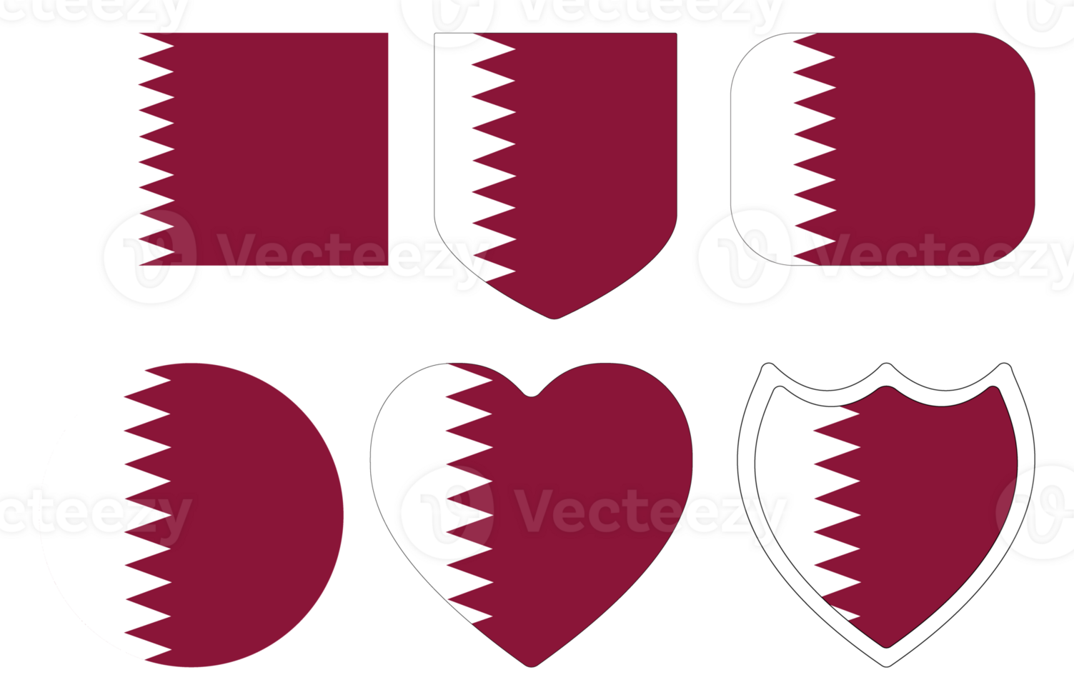 Qatar flag in shape set. Flag of Qatar in shape set png