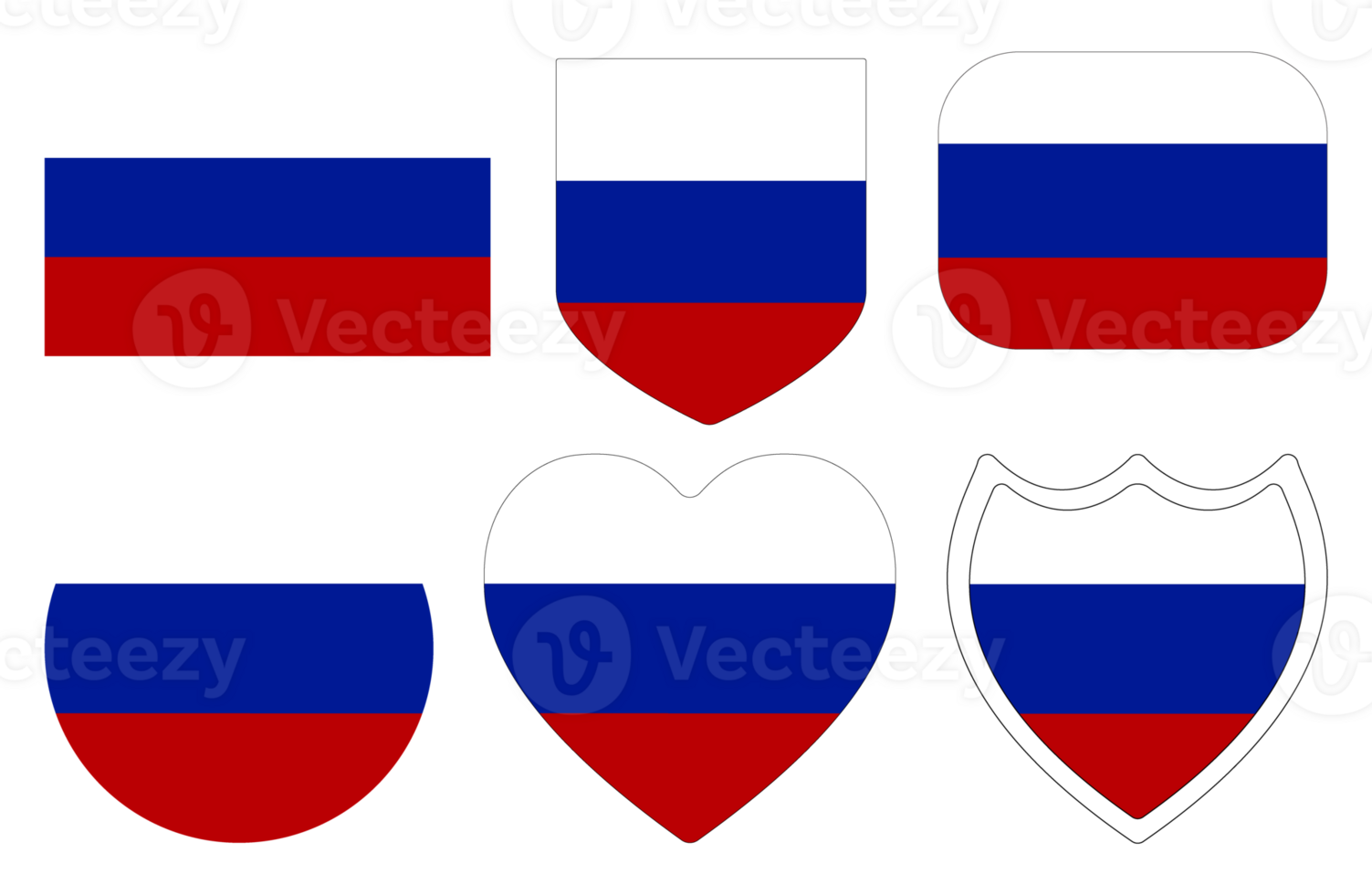 Russian flag in shape set. Flag of Russia in shape set png
