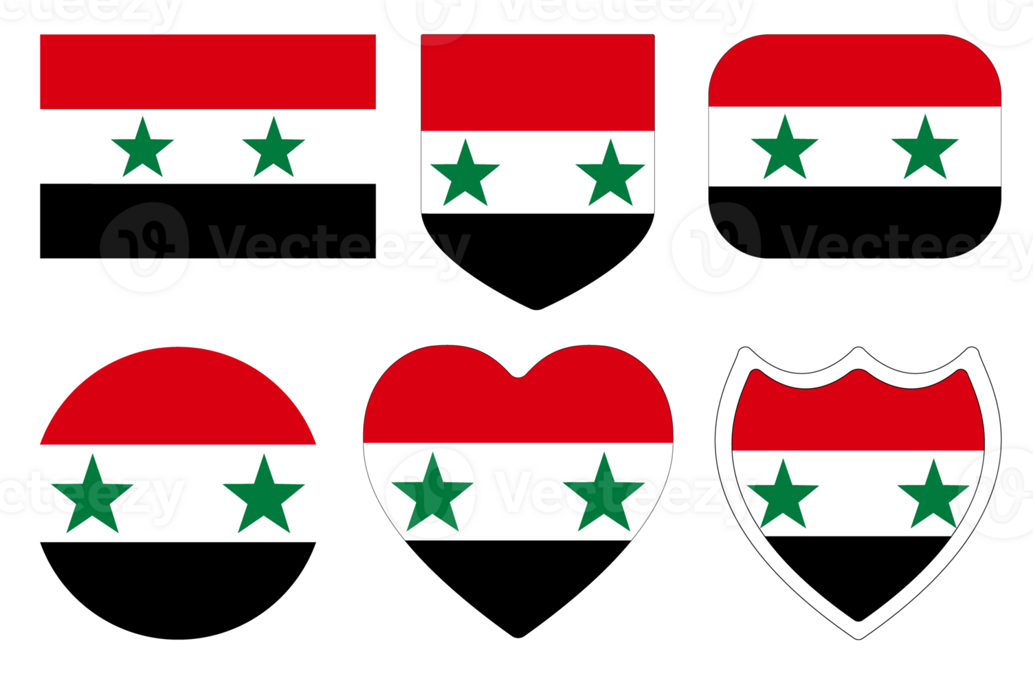 Syria flag in design shape set. Flag of Syria in design shape set png