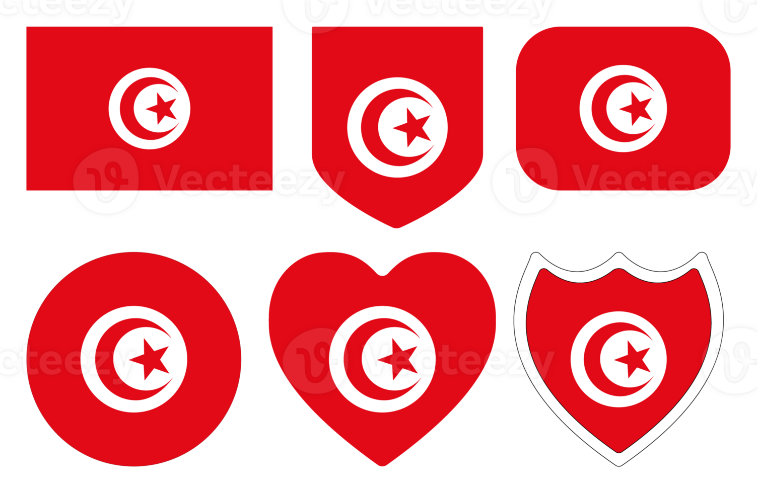 Flag of Tunisia in shape set. Tunisia flag with the design shape set. png