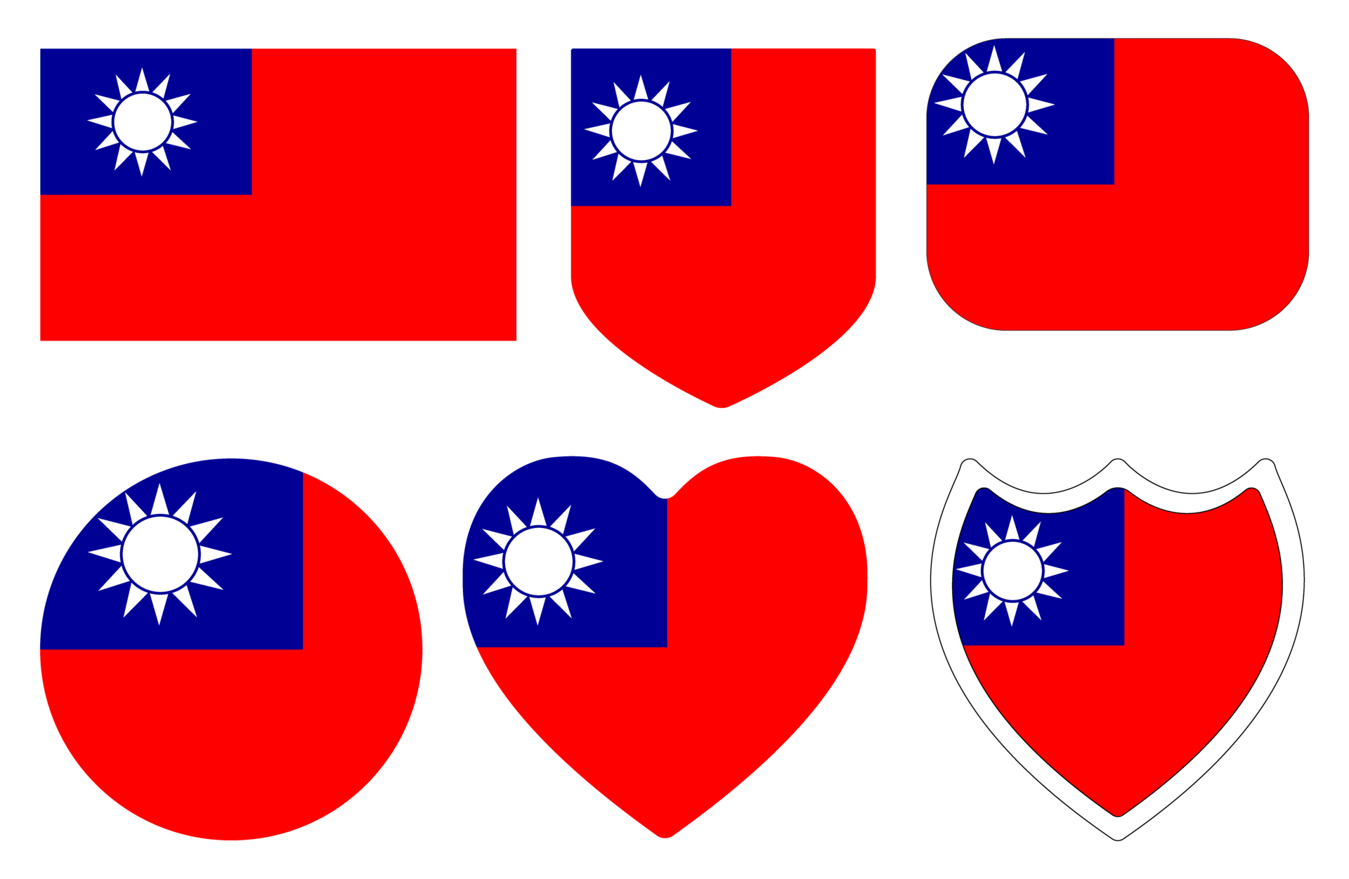 Flag of Taiwan in shape set. Taiwan flag in shape 25863244 PNG
