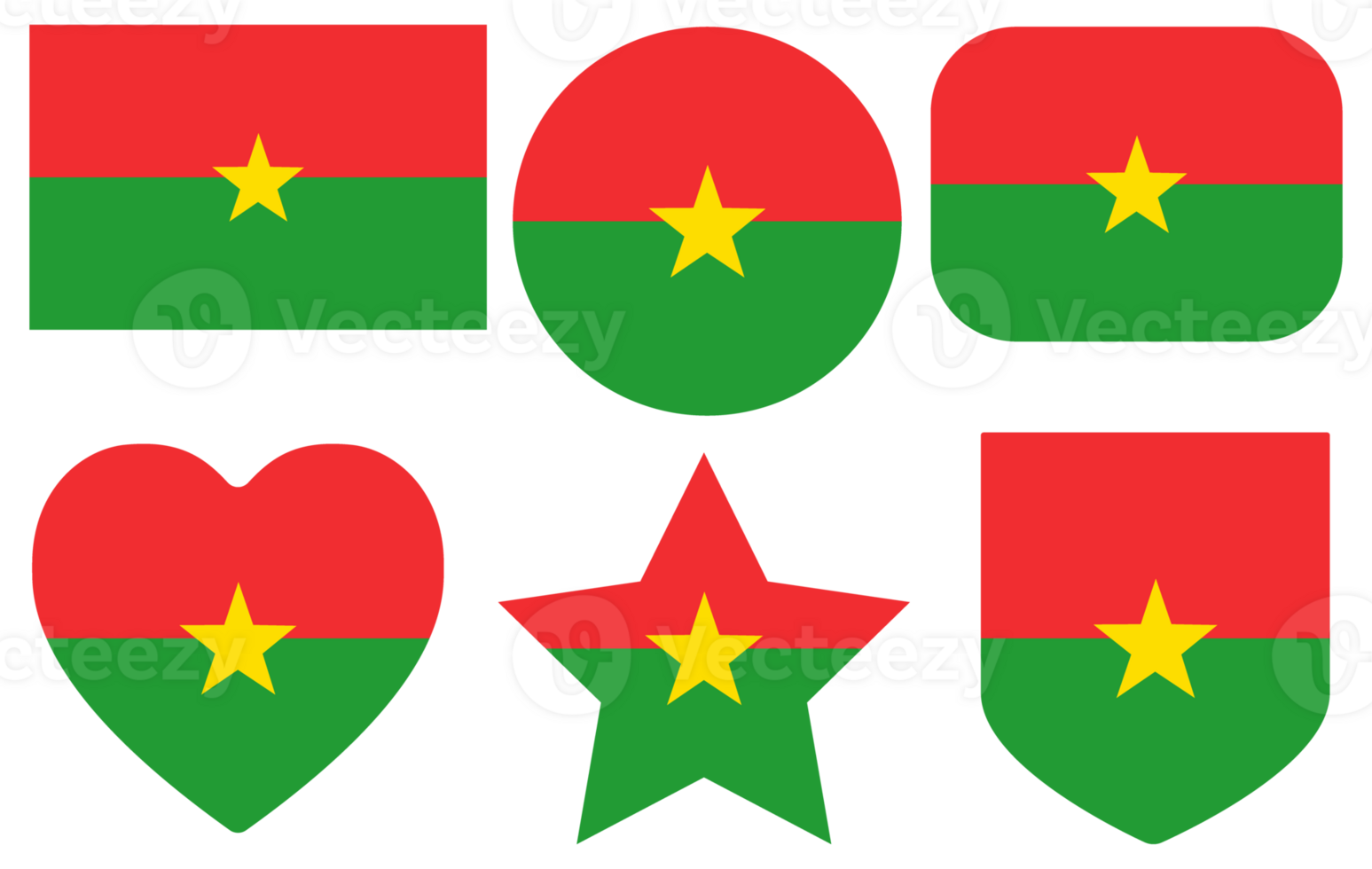 Burkina Faso flag set. Flag of Burkina Faso shape set. png