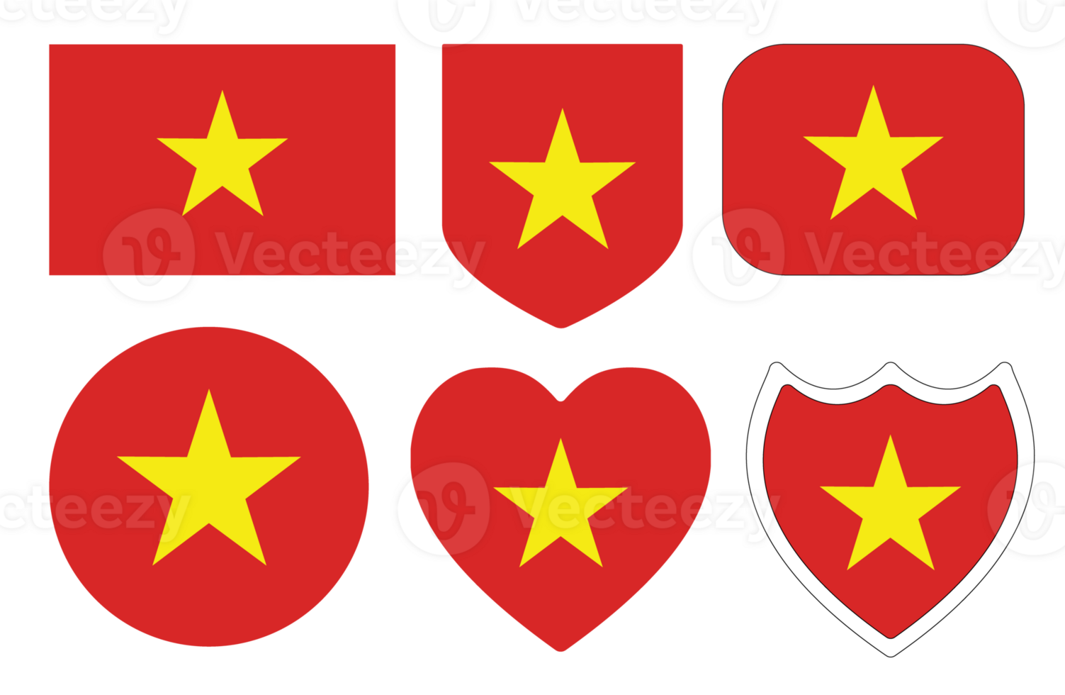 Vietnam flag in a design shape set. Flag of Vietnam in a design shape set png