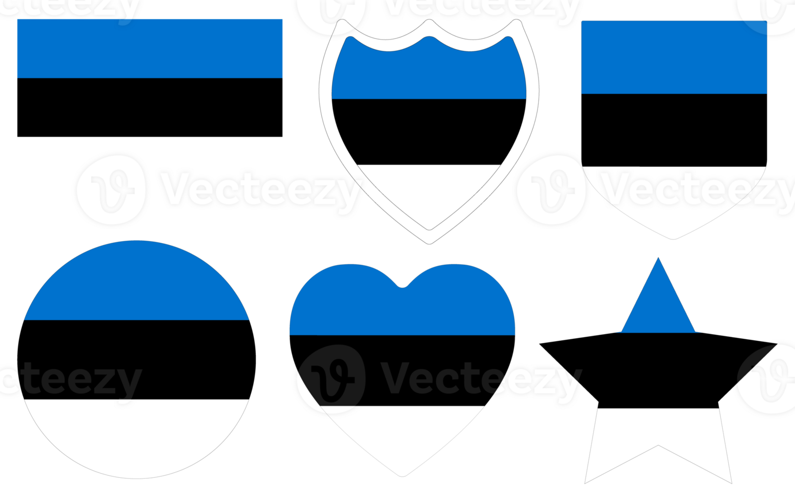 Flag of Estonia shape set. Estonia flag design shape set. png
