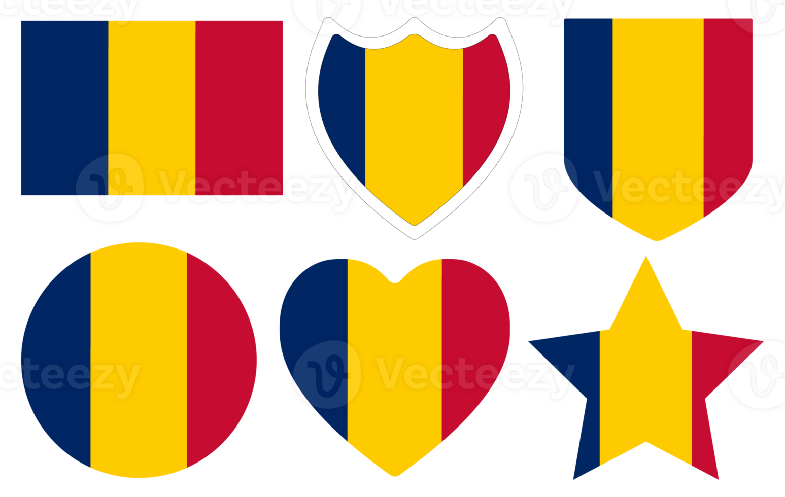 Chad flag shape set. Flag Of Chad design shape set. png