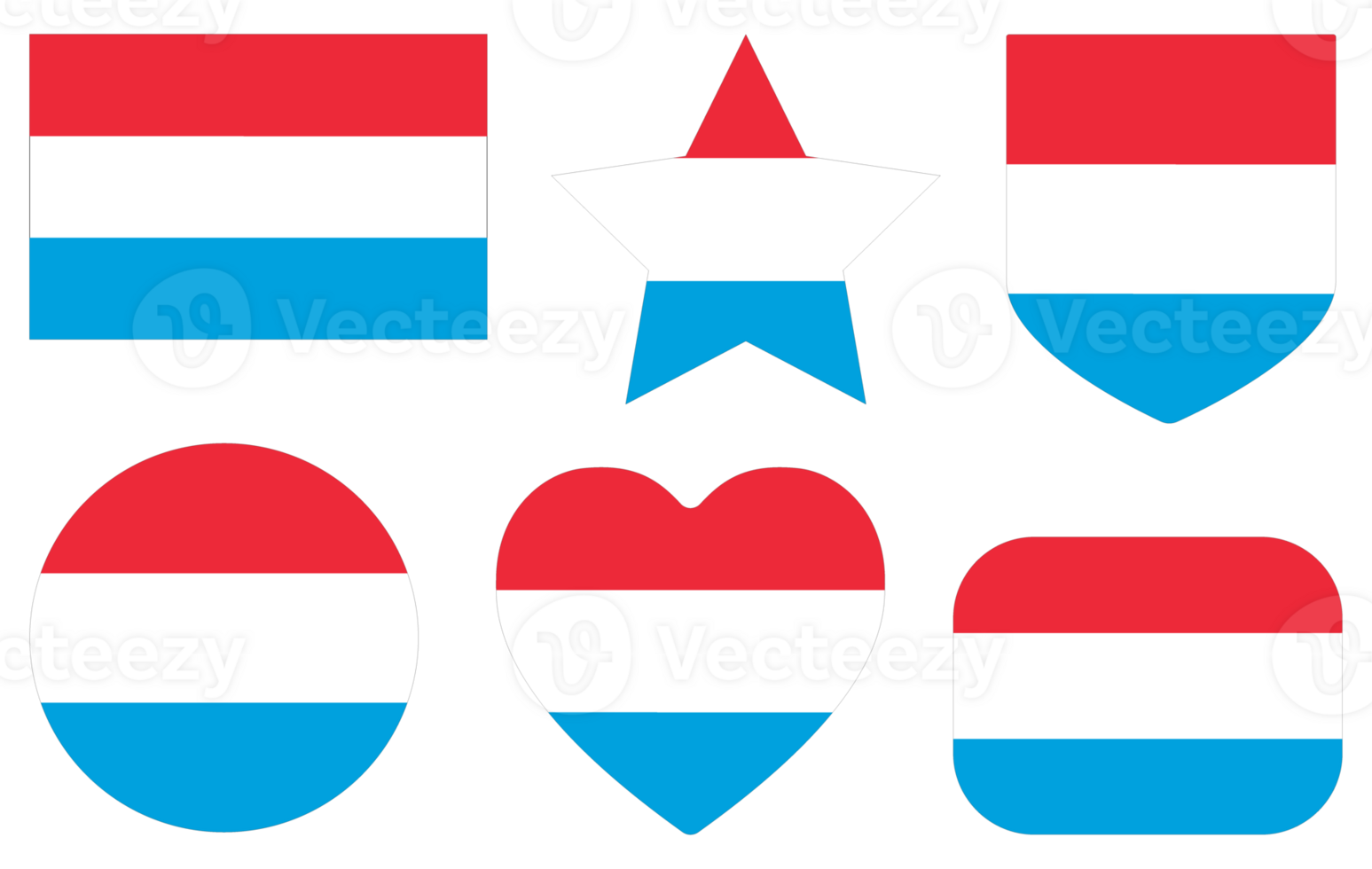Luxembourg flag shape set. Flag of Luxembourg design shape set. png