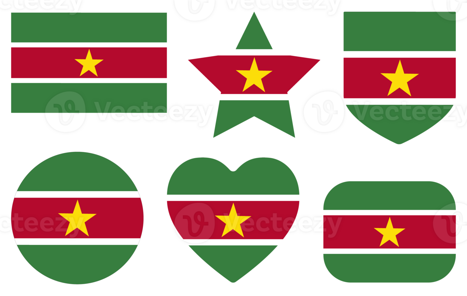 Suriname flag design shape set. Flag of Suriname design shape set png