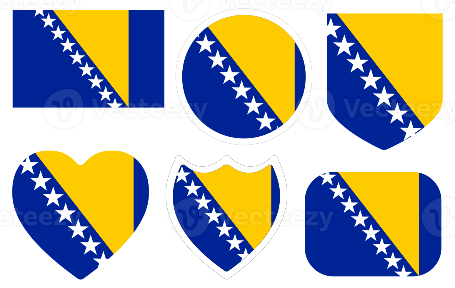 Bosnia and Herzegovina flag set. Flag of Bosnia and Herzegovina design shape set. png