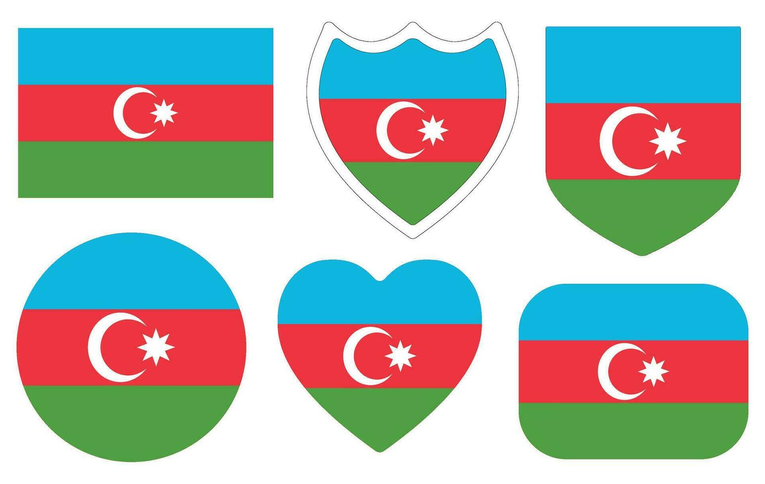Azerbaijan flag design shape set. Flag of Azerbaijan shape set. vector