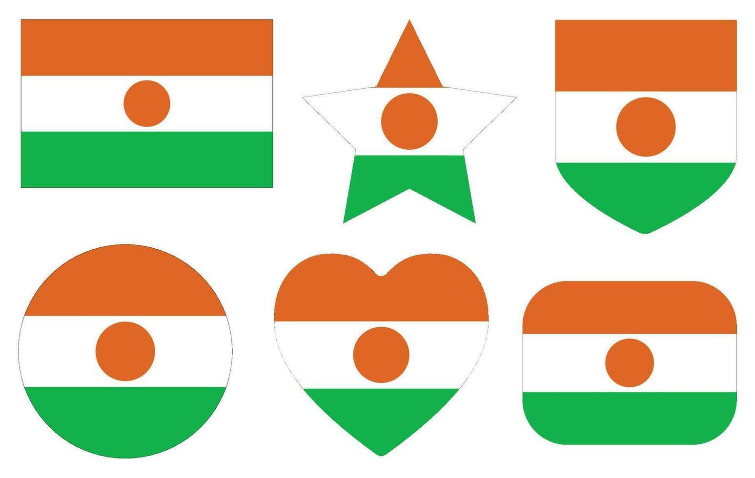 Niger flag shape set. Flag of Niger design shape set. vector