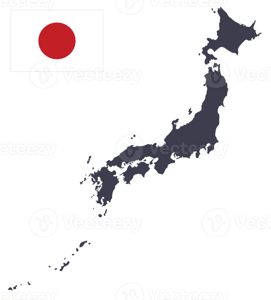 Japan Karte mit japanisch Flagge png