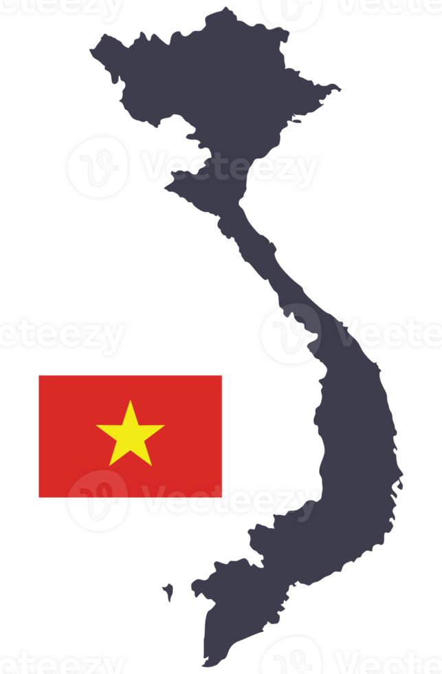 Vietnam map and Vietnamese flag png