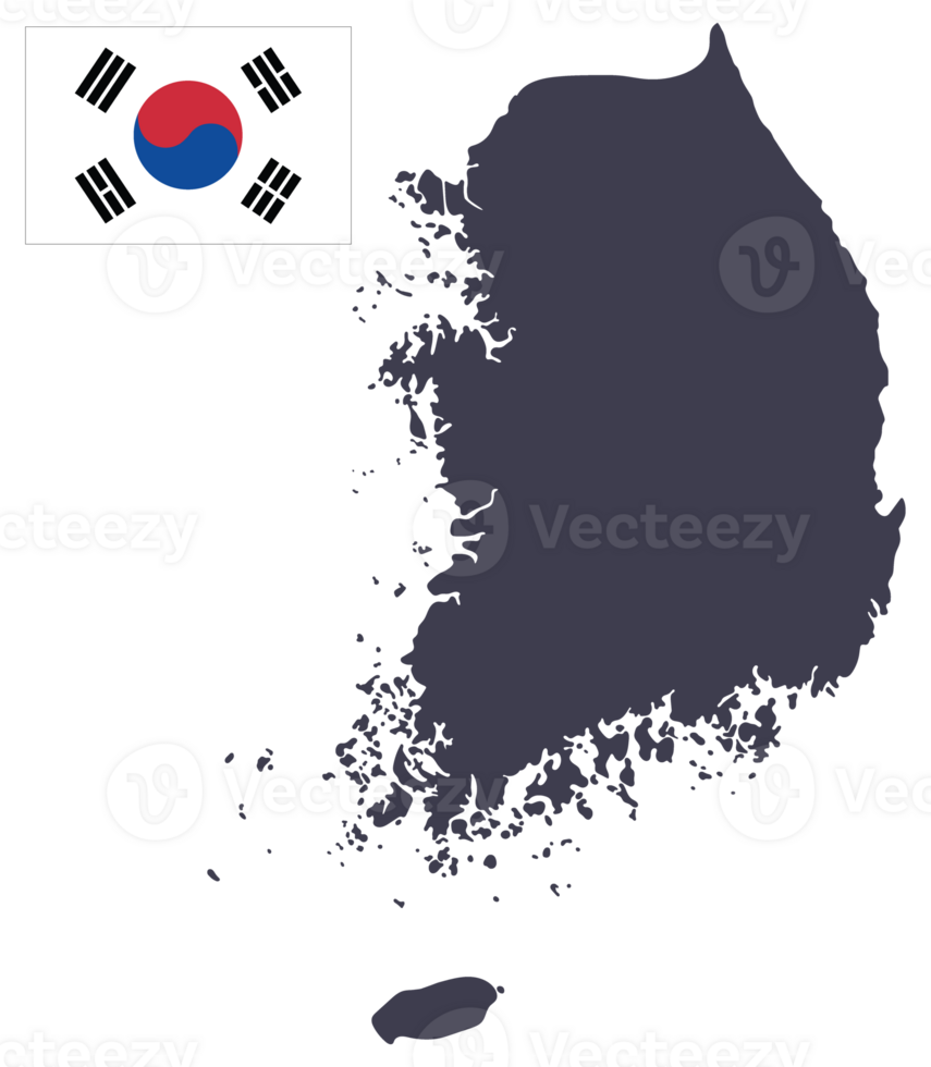 South Korea map with South Korean flag png