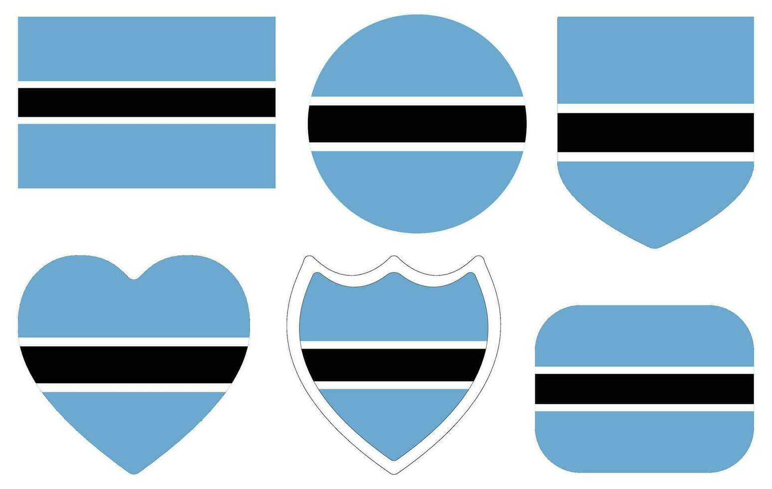 Flag of Botswana set. Botswana flag shape set. vector